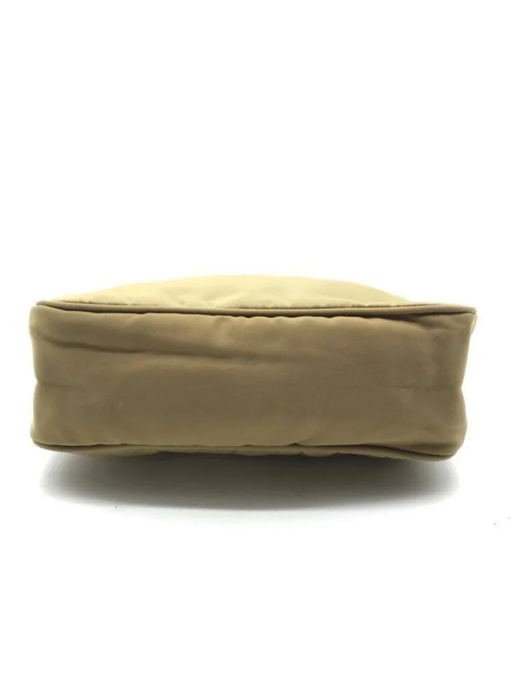 Prada Hand Triangle Plate Pouch Nylon Lightweight Simple Beige